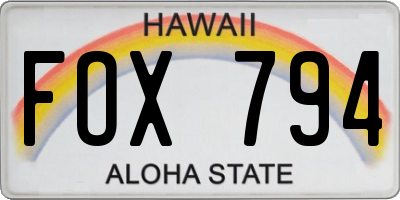 HI license plate FOX794