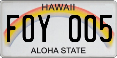 HI license plate FOY005
