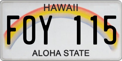 HI license plate FOY115