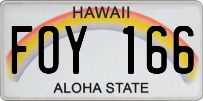 HI license plate FOY166