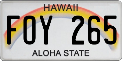 HI license plate FOY265
