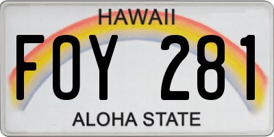 HI license plate FOY281