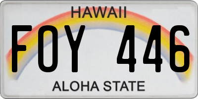 HI license plate FOY446