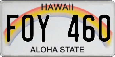 HI license plate FOY460