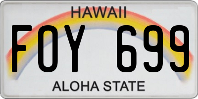 HI license plate FOY699