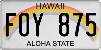 HI license plate FOY875