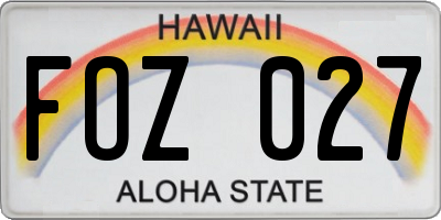 HI license plate FOZ027