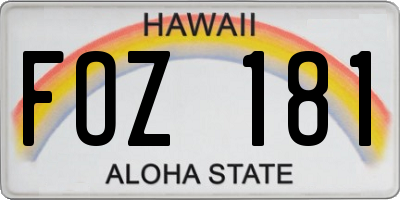 HI license plate FOZ181