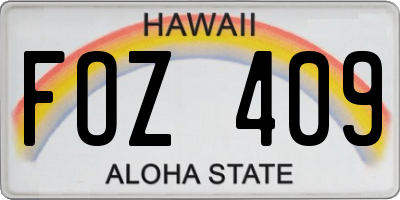 HI license plate FOZ409