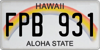 HI license plate FPB931