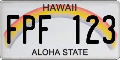 HI license plate FPF123