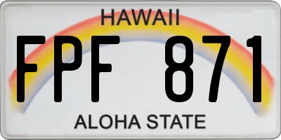 HI license plate FPF871