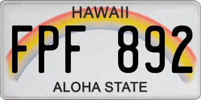 HI license plate FPF892