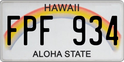 HI license plate FPF934