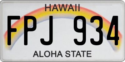 HI license plate FPJ934