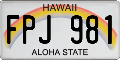 HI license plate FPJ981