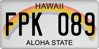 HI license plate FPK089