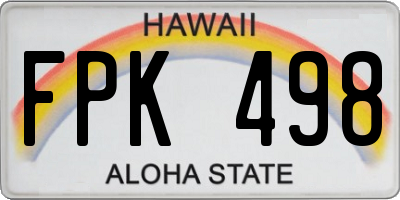HI license plate FPK498