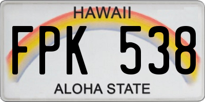 HI license plate FPK538