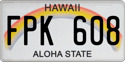 HI license plate FPK608