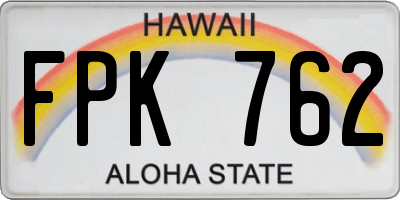 HI license plate FPK762