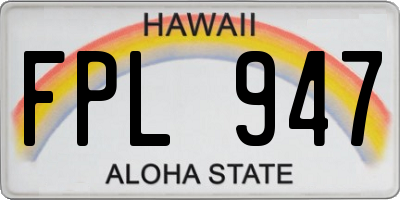 HI license plate FPL947