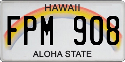 HI license plate FPM908