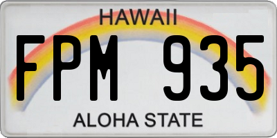 HI license plate FPM935