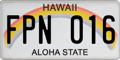 HI license plate FPN016