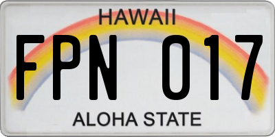 HI license plate FPN017