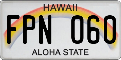 HI license plate FPN060
