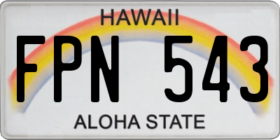 HI license plate FPN543
