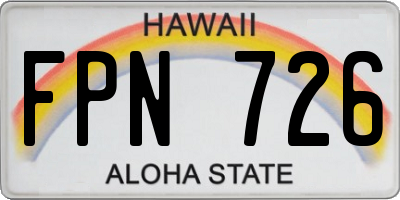 HI license plate FPN726