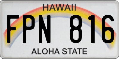 HI license plate FPN816
