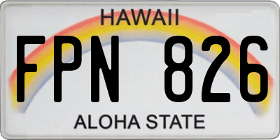 HI license plate FPN826