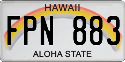 HI license plate FPN883