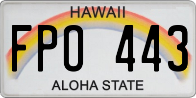 HI license plate FPO443