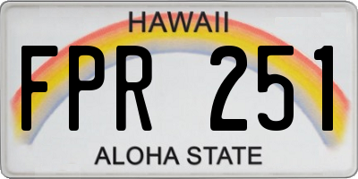HI license plate FPR251