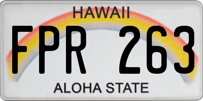 HI license plate FPR263