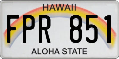 HI license plate FPR851