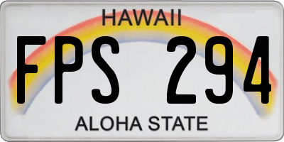 HI license plate FPS294