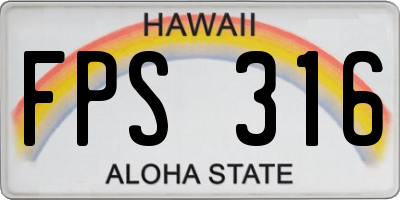 HI license plate FPS316