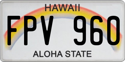 HI license plate FPV960