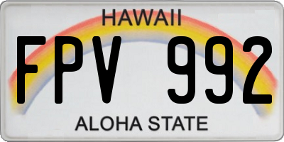 HI license plate FPV992