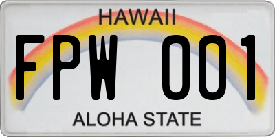 HI license plate FPW001