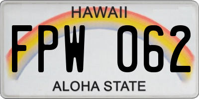 HI license plate FPW062