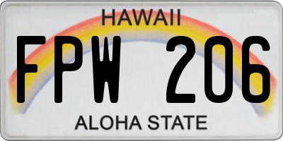 HI license plate FPW206