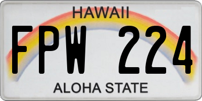 HI license plate FPW224