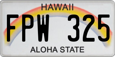 HI license plate FPW325
