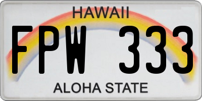 HI license plate FPW333